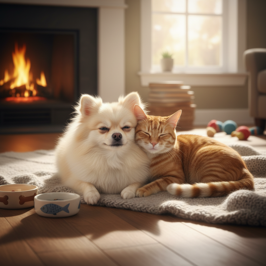 Cane e gatto insieme